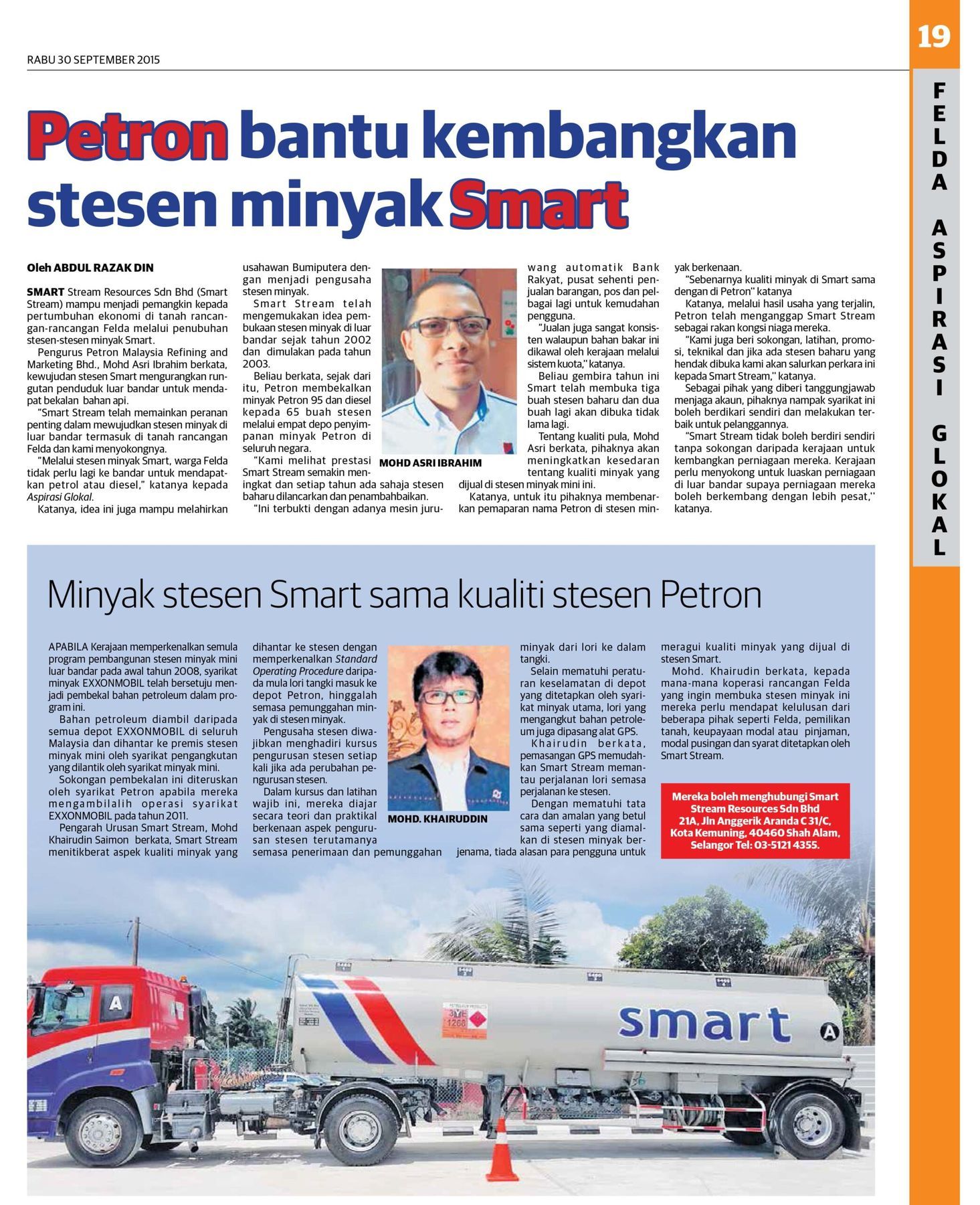 Projek Awam Tingkat Pendapatan Koperasi Lui Timur - Aspirasi Glokal (Felda) 30 September 2015