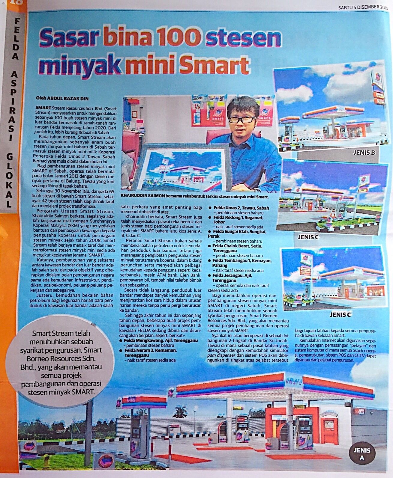 Sasar Bina 100 Stesen Minyak Mini Smart - Aspirasi Glokal (Felda) 5 Disember 2015