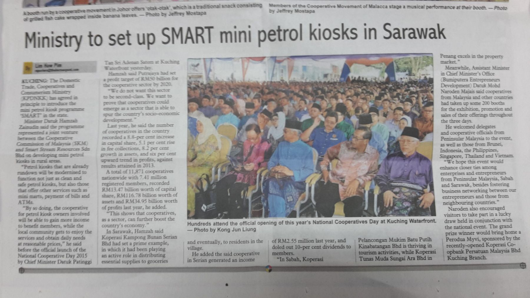 Ministry to Set Up SMART Mini Petrol Kiosks in Sarawak - Liputan Akhbar 19 Ogos 2015