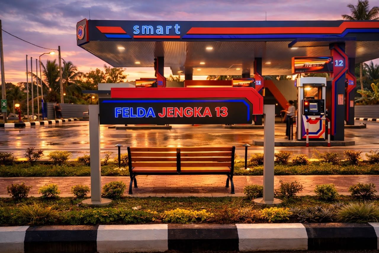 Suasana stesen pada waktu senja di Jengka 13, Pahang