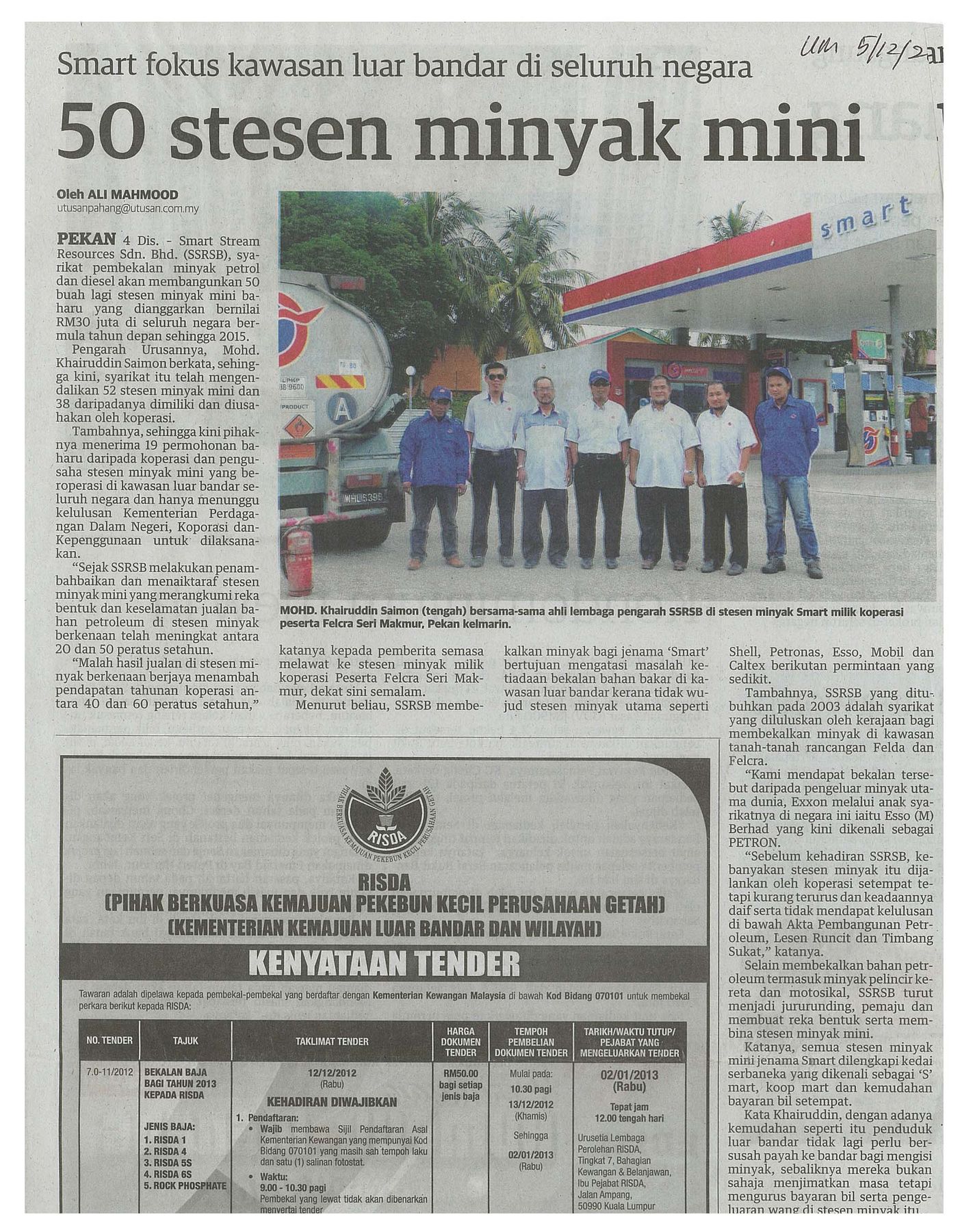 50 Stesen Minyak Mini - Utusan Malaysia 5 Disember 2012